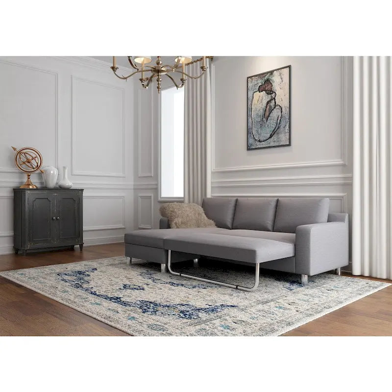 US Pride Furniture Hampton Left-side Facing Linen Sectional Sofa Bed