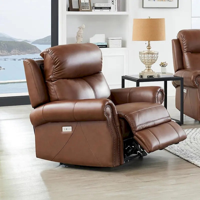 Hydeline Royce Zero Gravity Power Recline and Headrest Top Grain Leather Recliner
