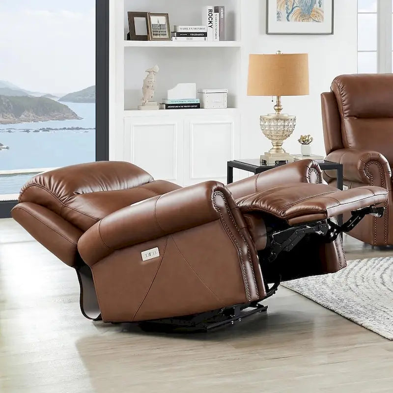 Hydeline Royce Zero Gravity Power Recline and Headrest Top Grain Leather Recliner