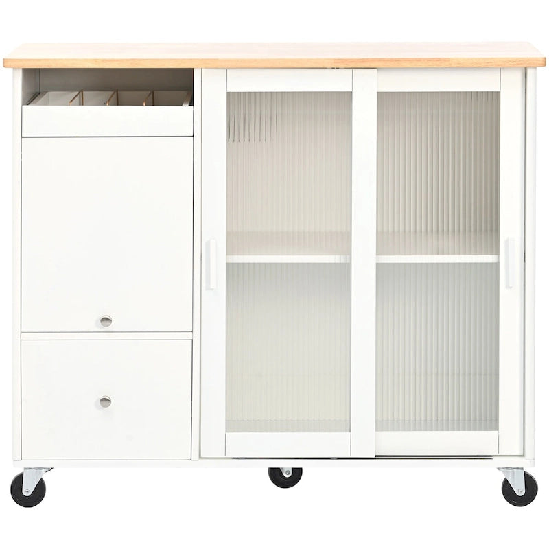 Kitchen Island with Drop Leaf, LED Light