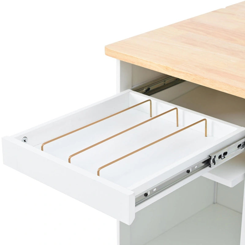 Kitchen Island with Drop Leaf, LED Light