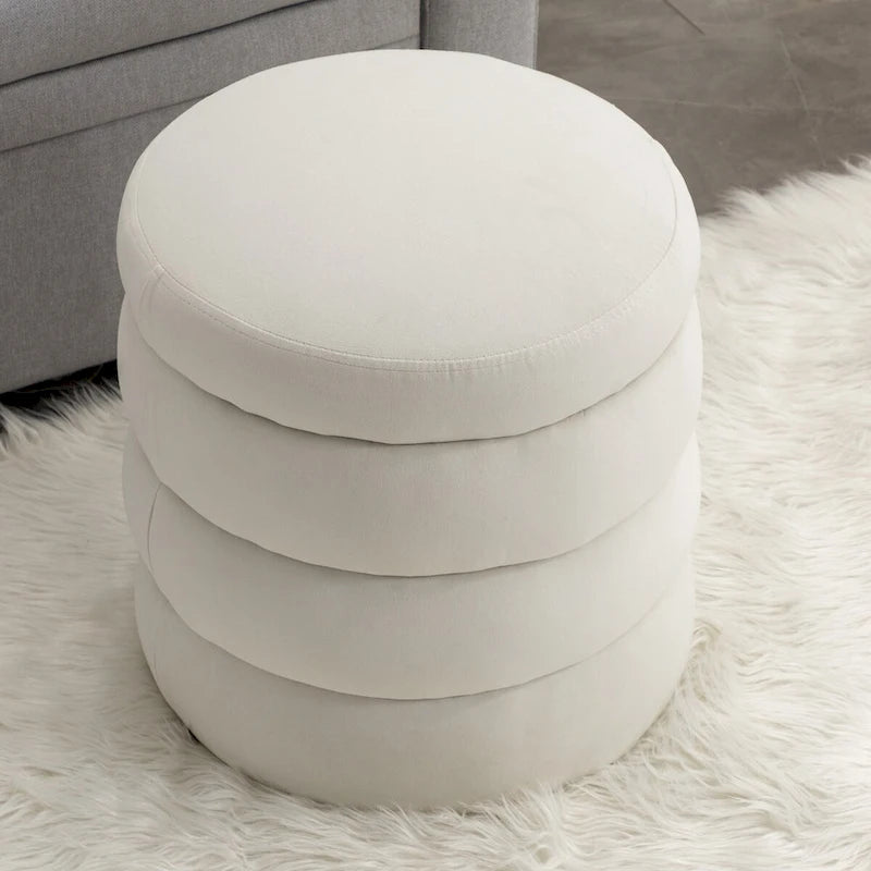 Soft Velvet Round Ottoman Footrest Stool