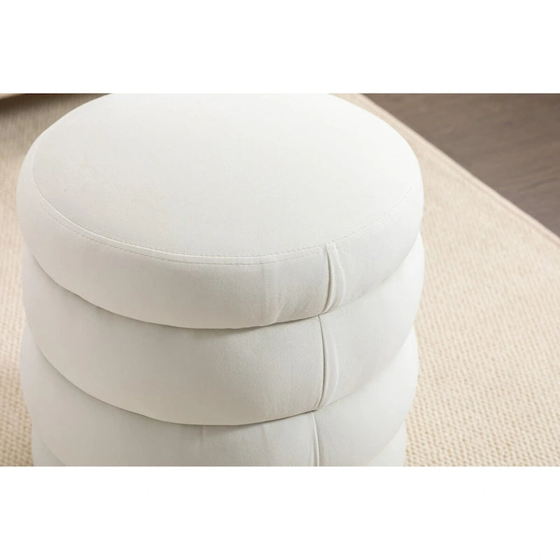 Soft Velvet Round Ottoman Footrest Stool