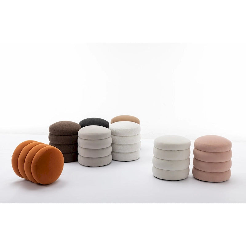 Soft Velvet Round Ottoman Footrest Stool