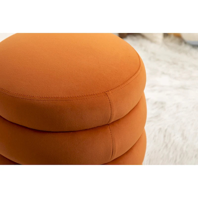 Soft Velvet Round Ottoman Footrest Stool