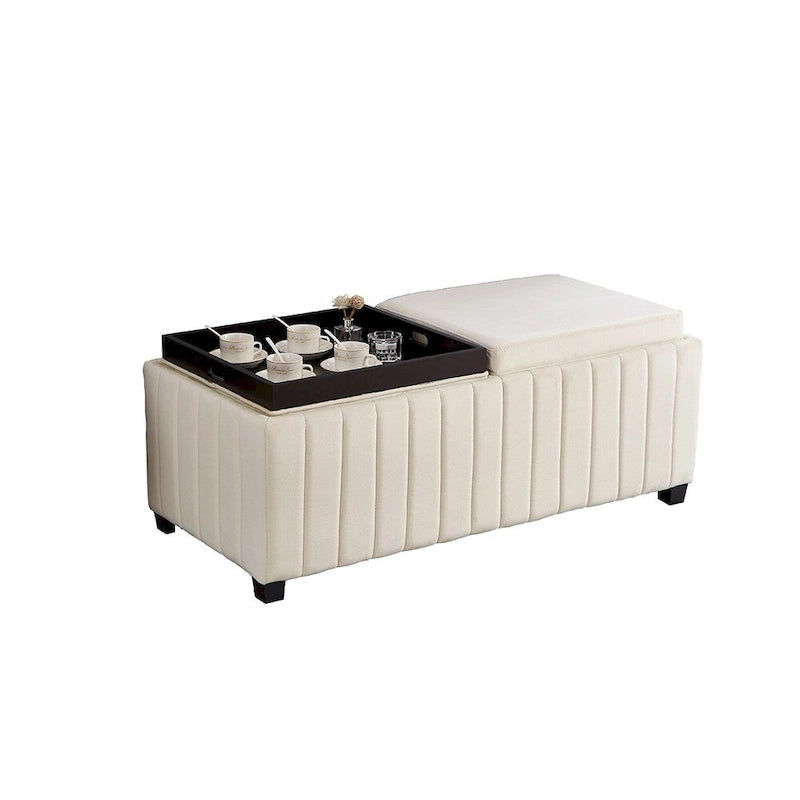 Upholstered Storage Ottoman Bench for Bearoom, Living Room