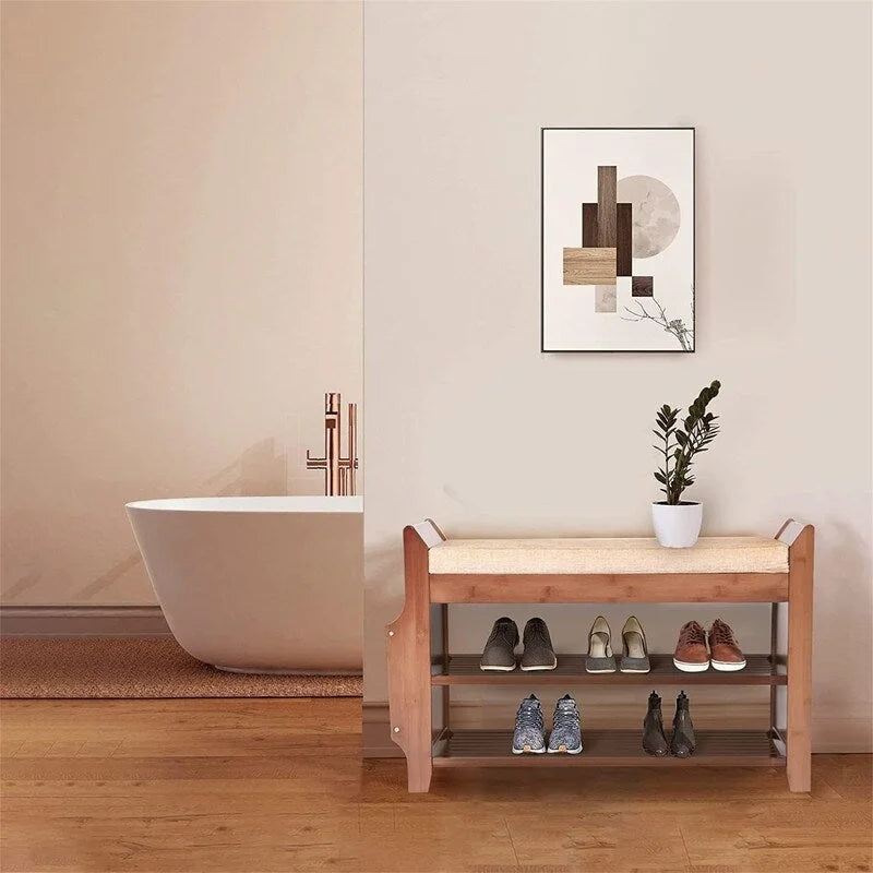 2 Tier Shoe Bench - 31.5D x 11.6W x 19.5H