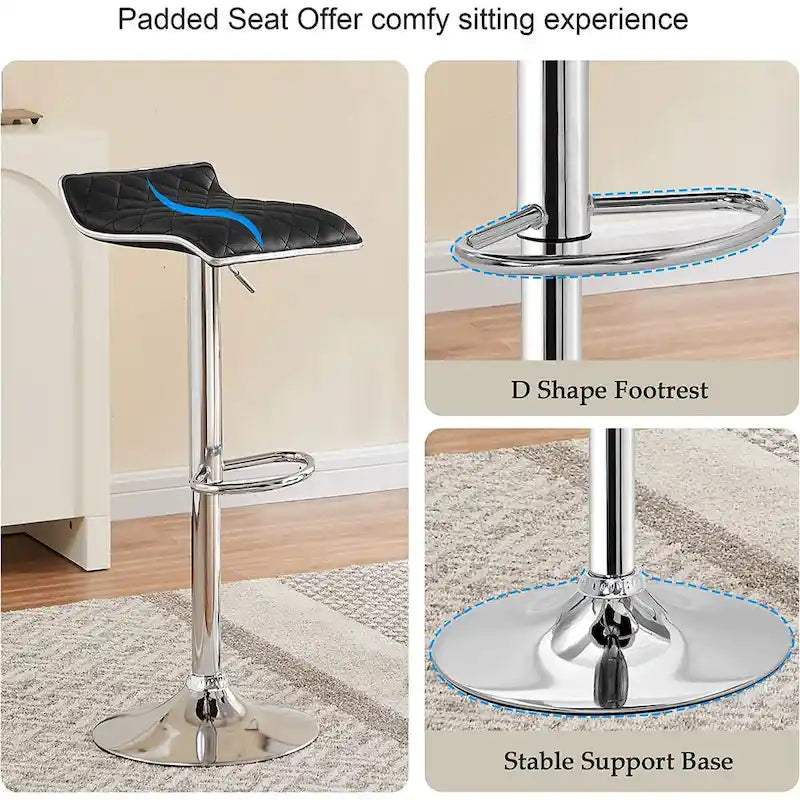 Javlergo 5-Piece Console Table and Stool Set, 55.1 Sofa Table with USB Charging Station and 4 Adjustable Swivel Chairs