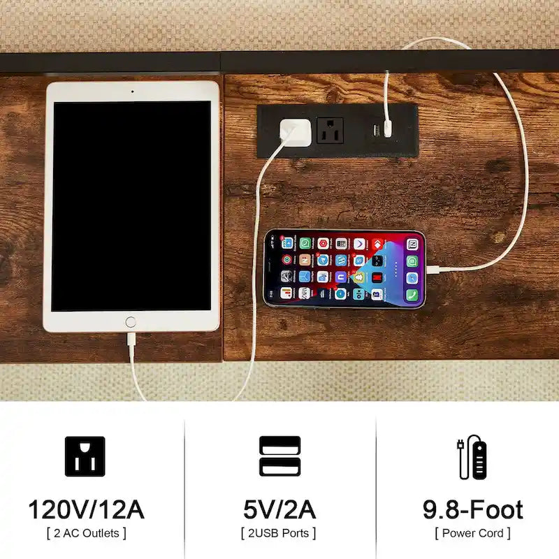 Javlergo 5-Piece Console Table and Stool Set, 55.1 Sofa Table with USB Charging Station and 4 Adjustable Swivel Chairs
