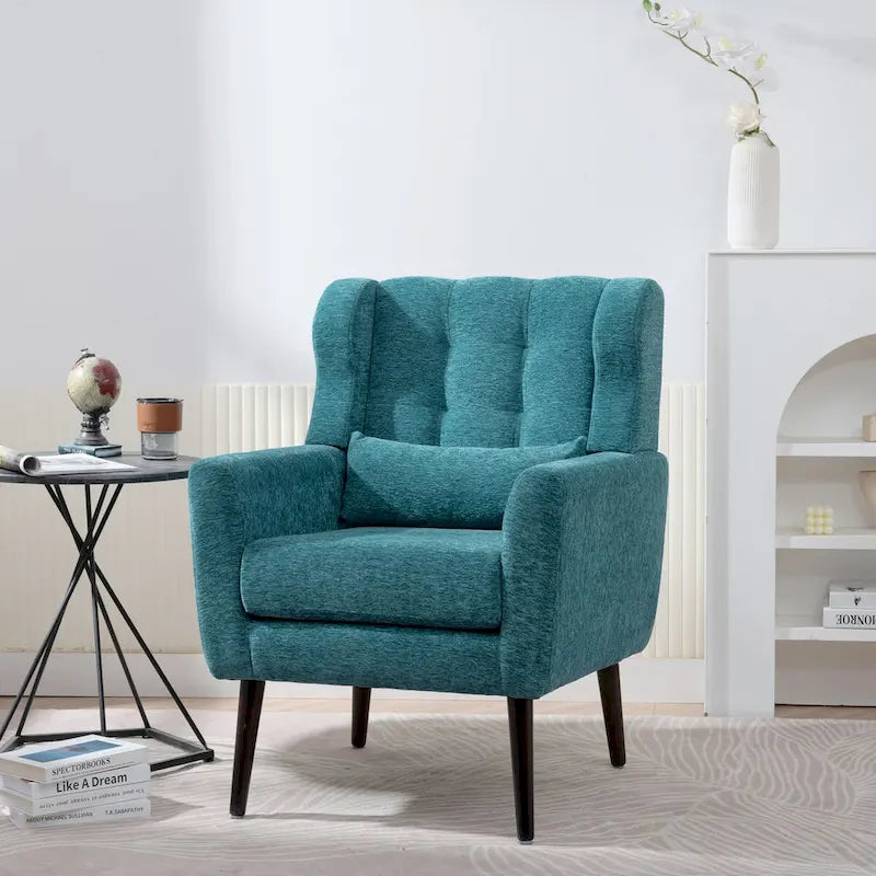 Mid-Century Modern Accent Chair with Waist Cushion, Set of 1