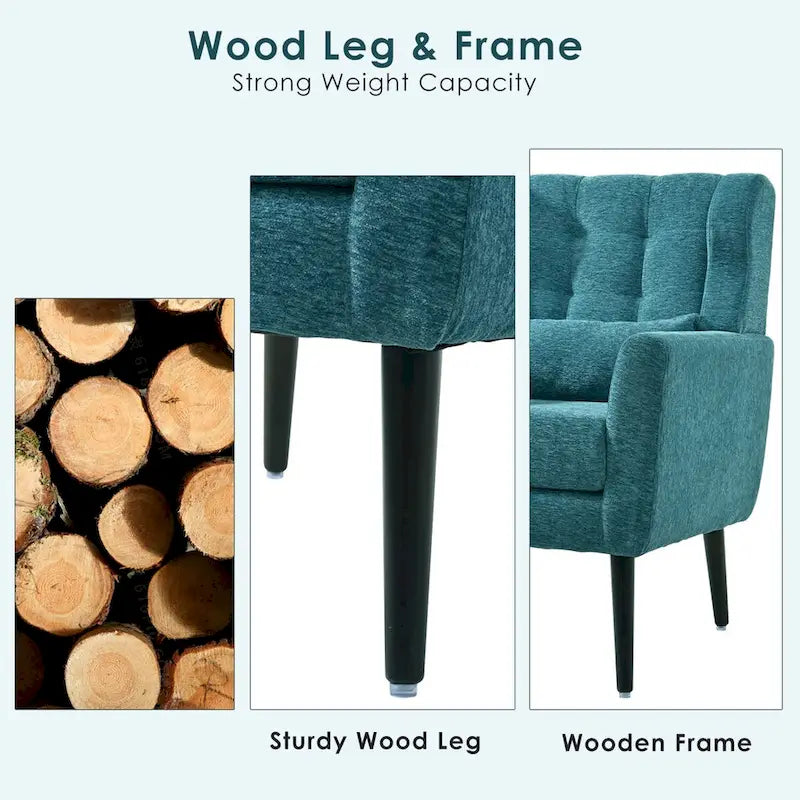 Mid-Century Modern Accent Chair with Waist Cushion, Set of 1