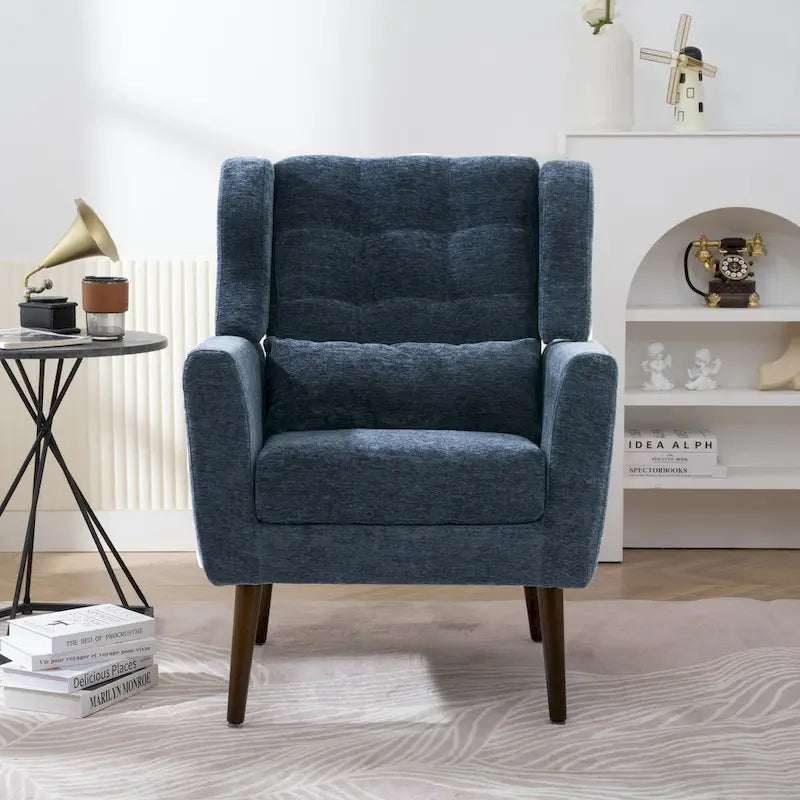 Mid-Century Modern Accent Chair with Waist Cushion, Set of 1