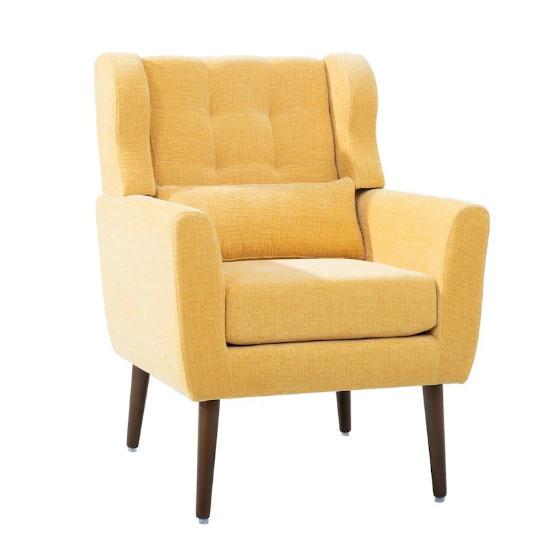 Mid-Century Modern Accent Chair with Waist Cushion, Set of 1