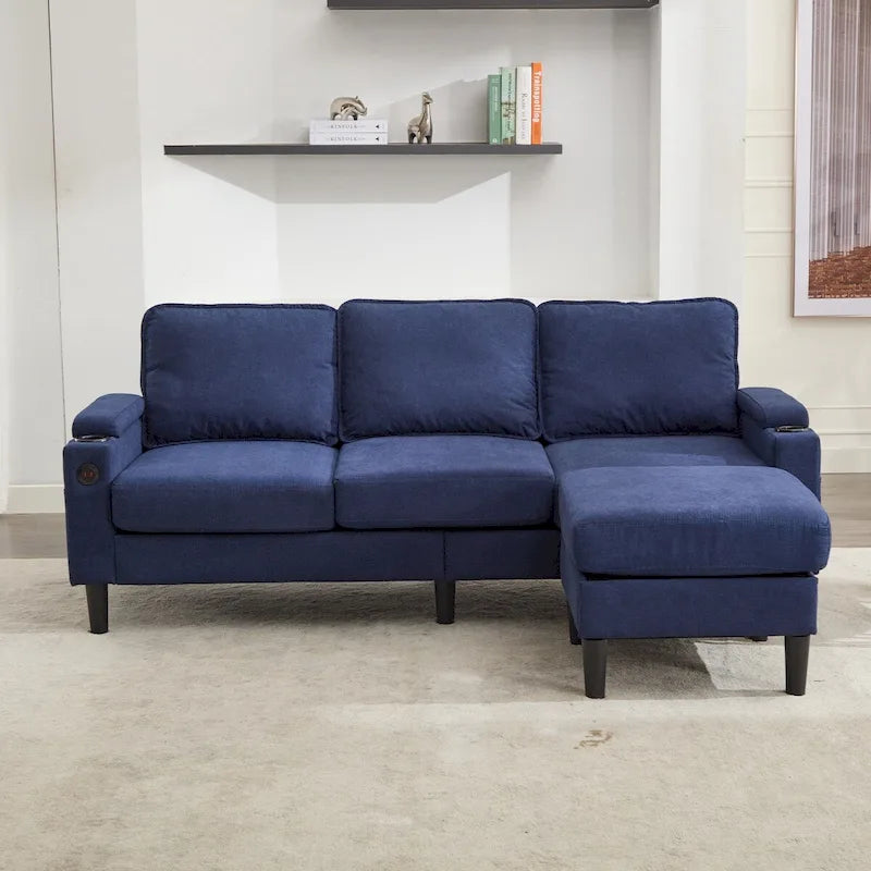 L-Shaped Sectional 3-seater sofa with storage ottoman