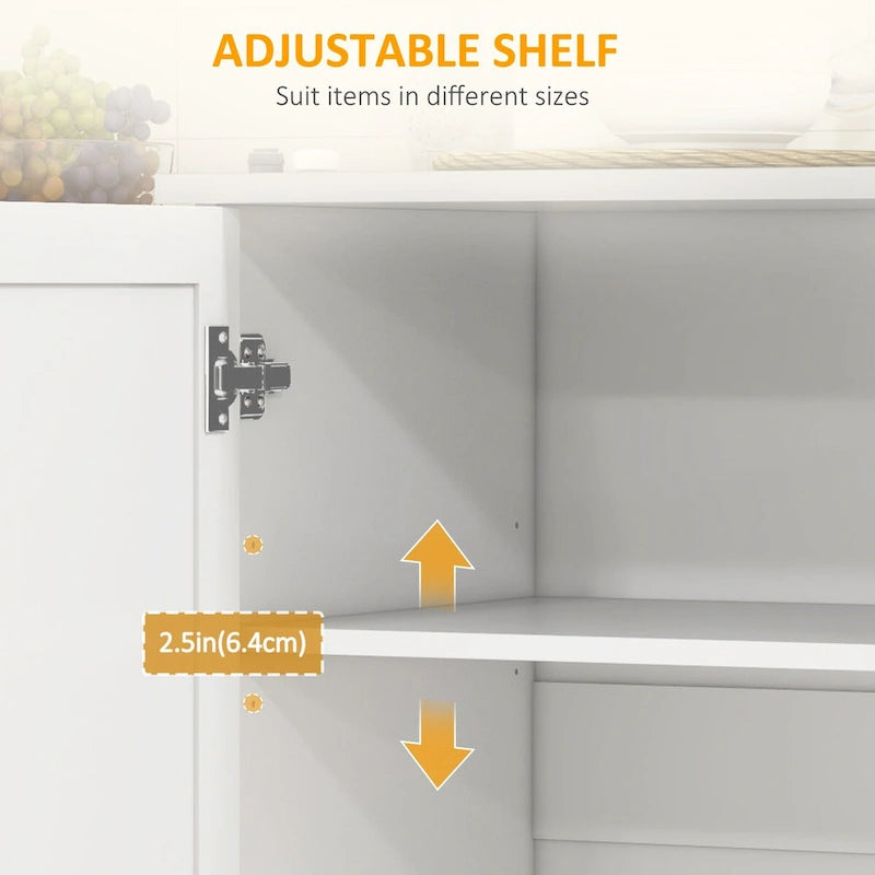 Rolling Kitchen Cart with Drawer, Towel Rack and Adjustable Shelves