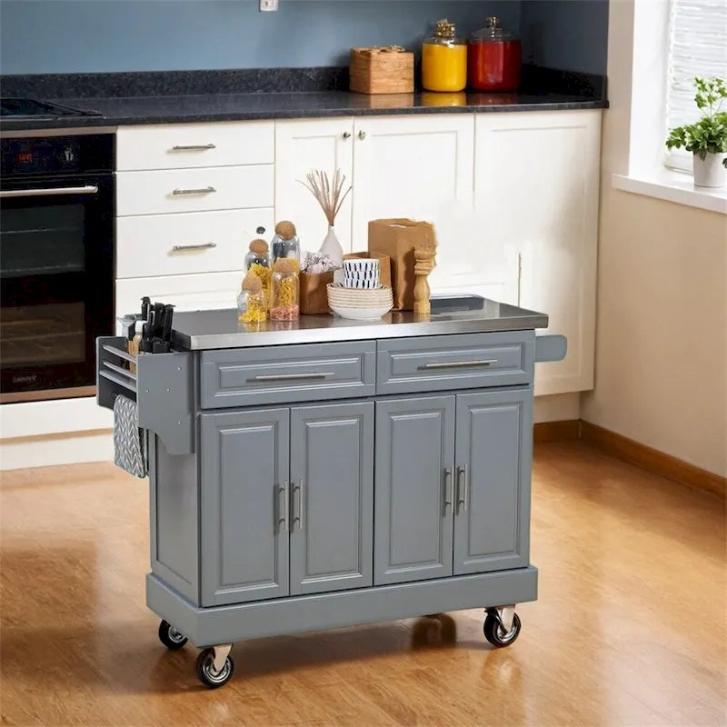 Rolling Kitchen Island with Storage,Portable Kitchen Cart