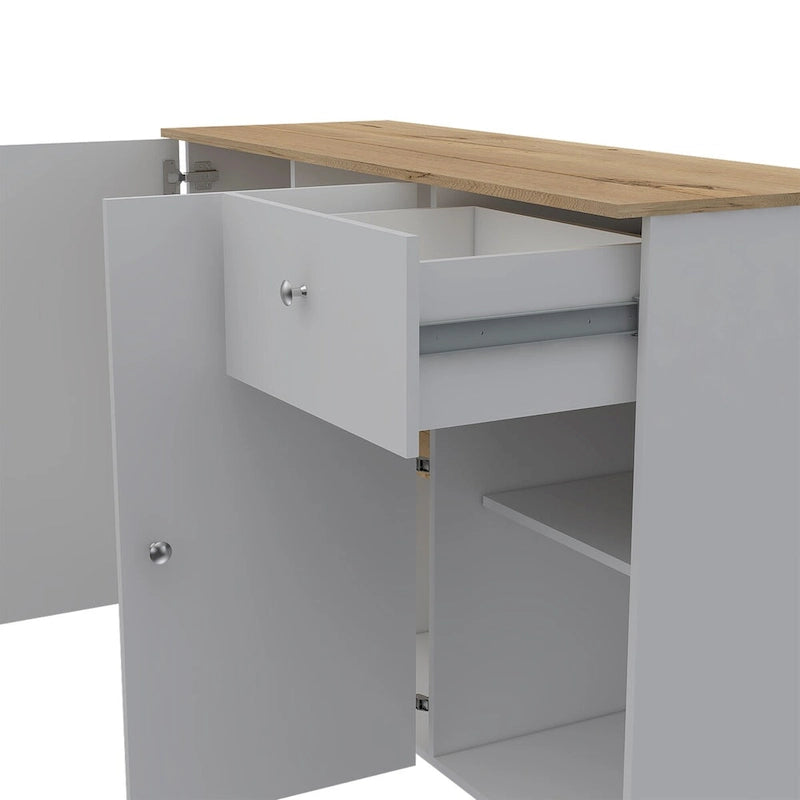 2-Drawer 2-Shelf Kitchen Island White and Pine