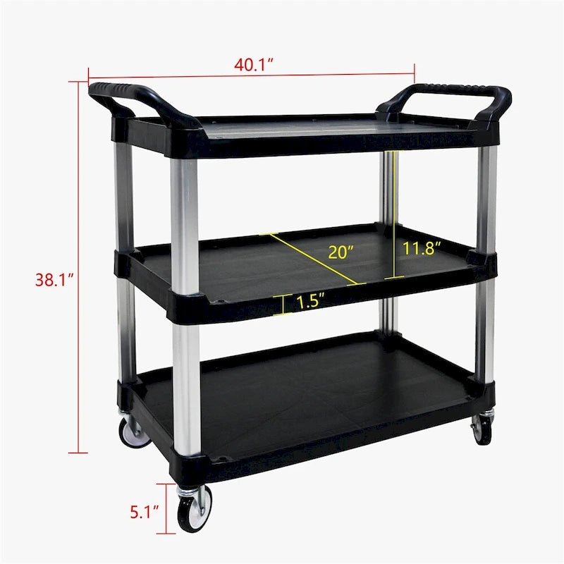 3 Layer Thickened Plastic Mobile Kitchen Cart with Metal Frame