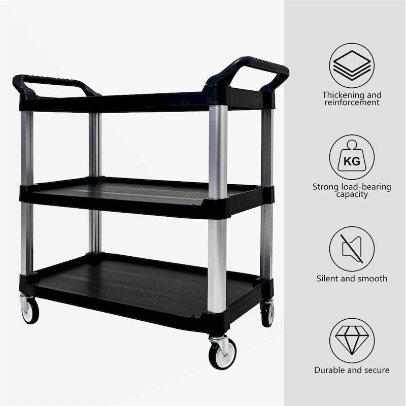 3 Layer Thickened Plastic Mobile Kitchen Cart with Metal Frame