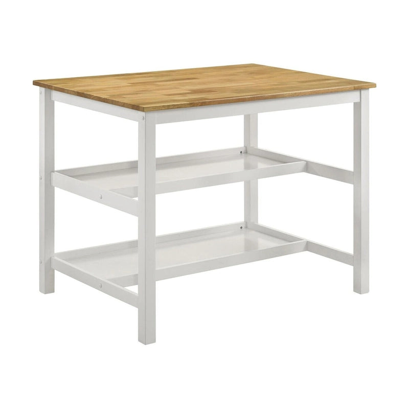 Prager Brown and White Kitchen Island Counter Height Table