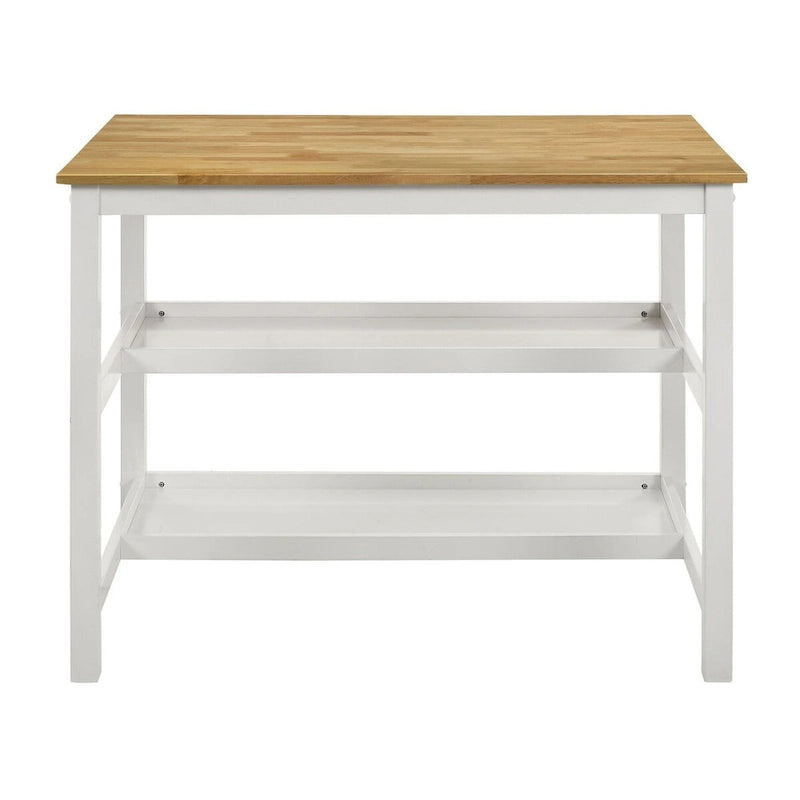 Prager Brown and White Kitchen Island Counter Height Table