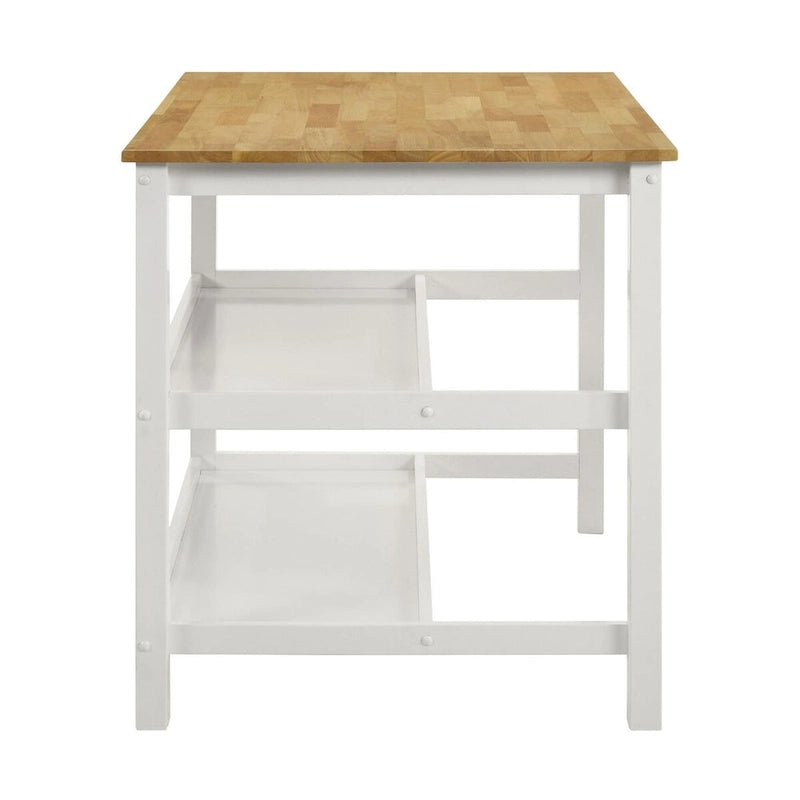 Prager Brown and White Kitchen Island Counter Height Table