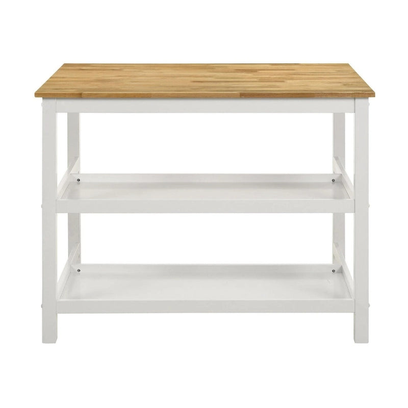 Prager Brown and White Kitchen Island Counter Height Table