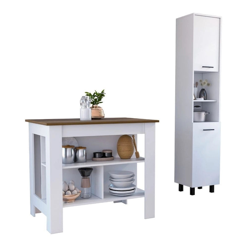TUHOME Houston 2-Piece Kitchen Set with Kitchen Island and Kitchen Pantry - N/A