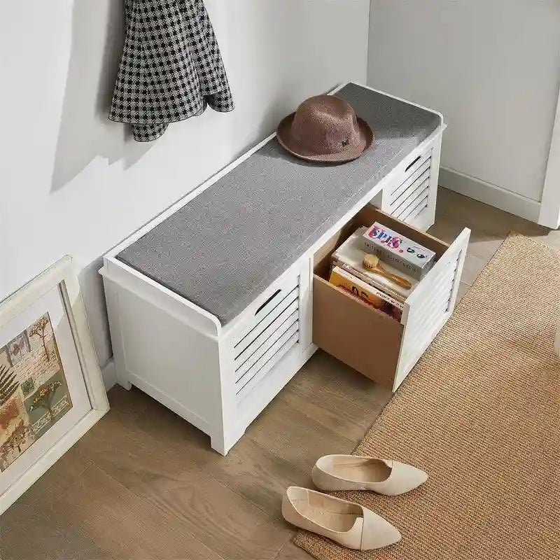 Storage Bench with 3 Drawers - 13.78D x 41.34W x 16.93H