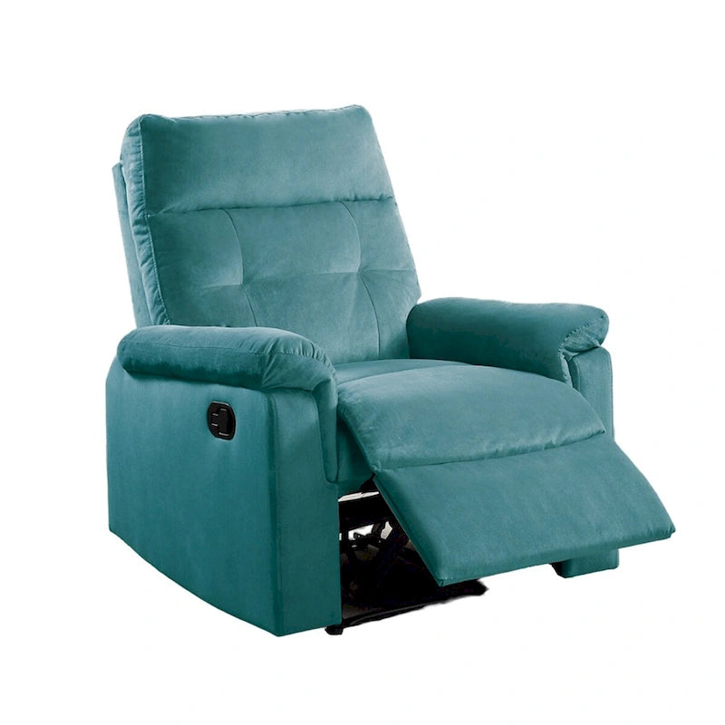 Velvet Upholstered Manual Motion Single Recliner with Tufted Back