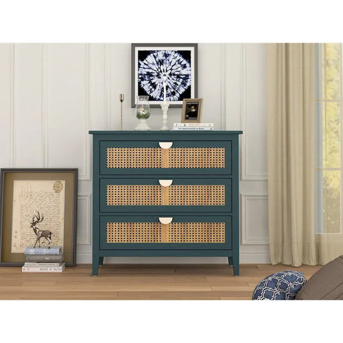 3 Drawer Cabinet,Natural rattan,American Furniture,Suitable for bedroom, living room, study