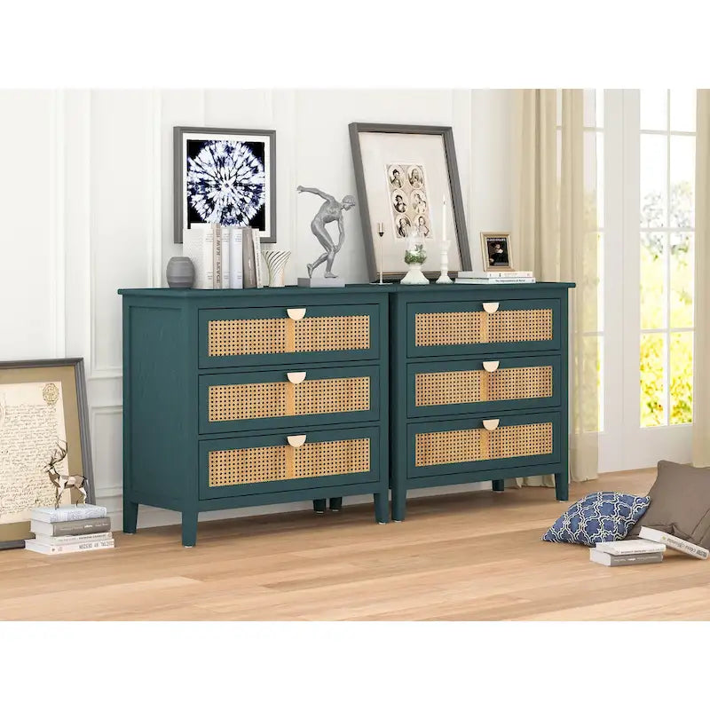 3 Drawer Cabinet,Natural rattan,American Furniture,Suitable for bedroom, living room, study