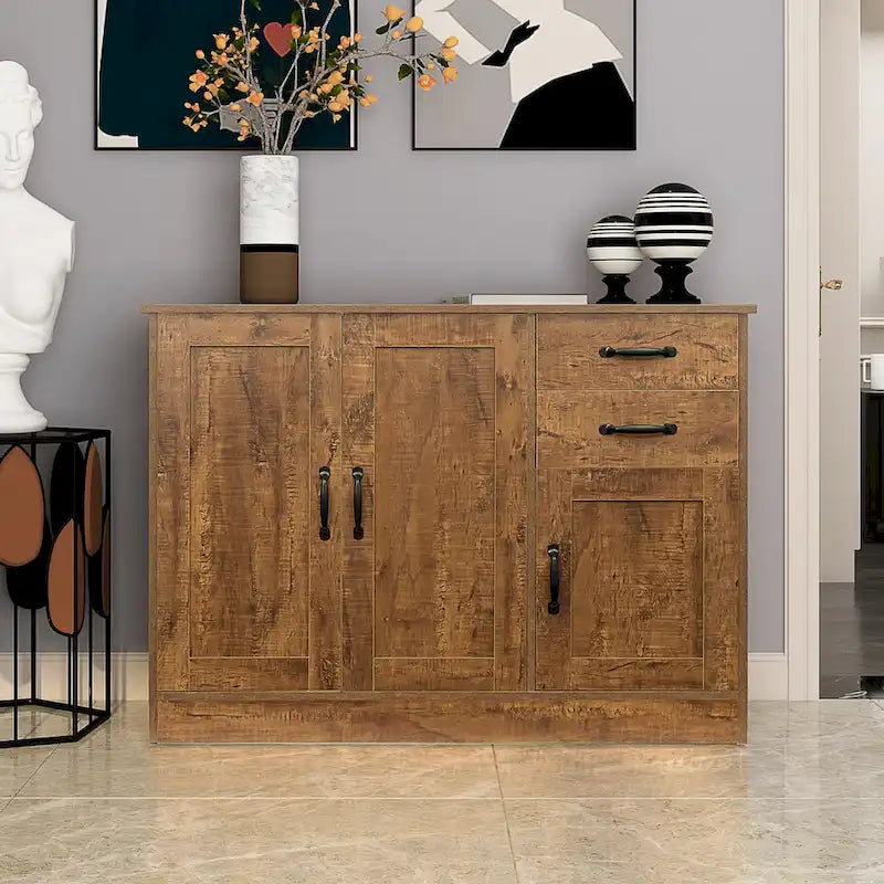 Modern Wood Buffet ,Sideboard with 3 Doors and 2 Drawers