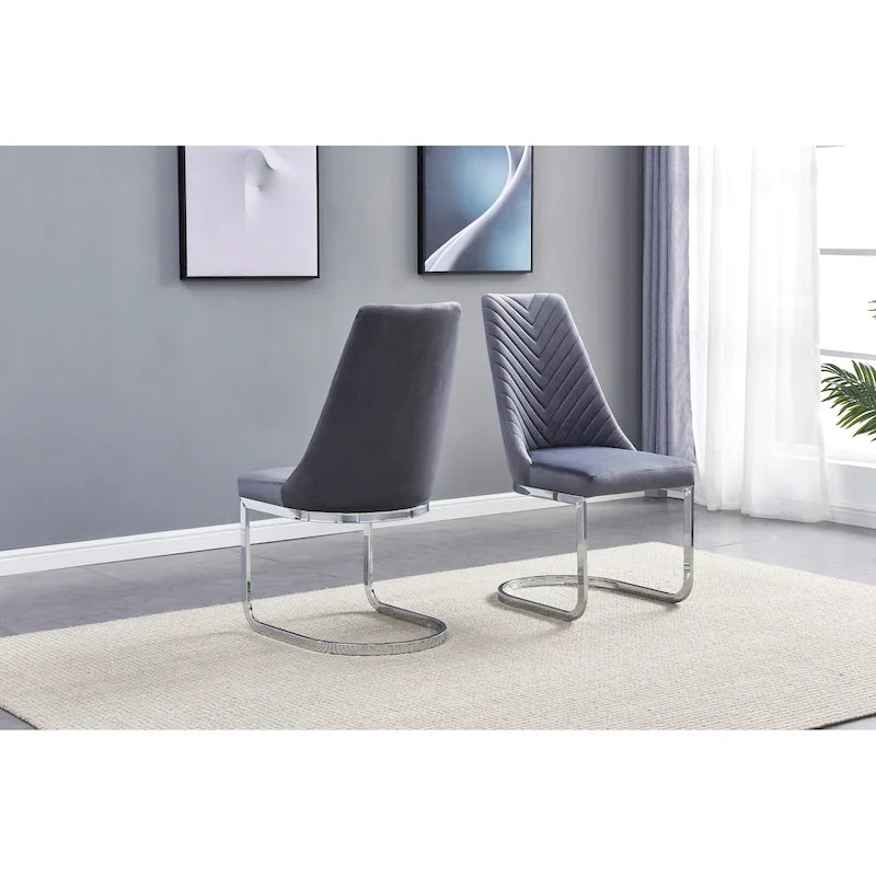 Best Quality Furniture Tufted Dining Side Chairs Chrome Base