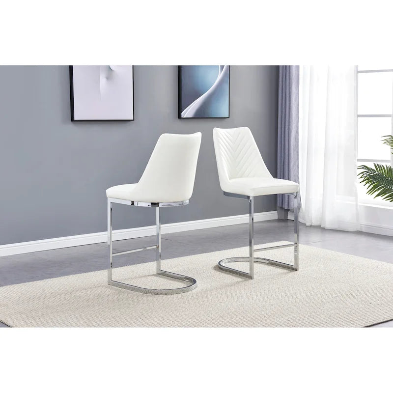 Best Quality Furniture Tufted Dining Side Chairs Chrome Base