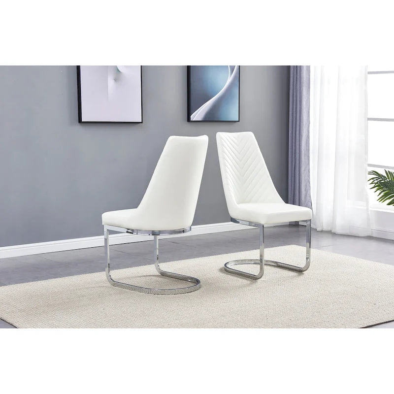 Best Quality Furniture Tufted Dining Side Chairs Chrome Base