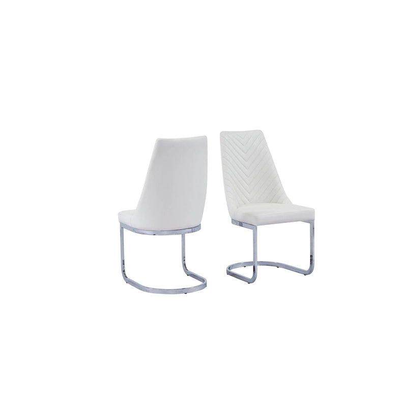 Best Quality Furniture Tufted Dining Side Chairs Chrome Base