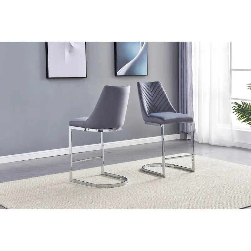 Best Quality Furniture Tufted Dining Side Chairs Chrome Base