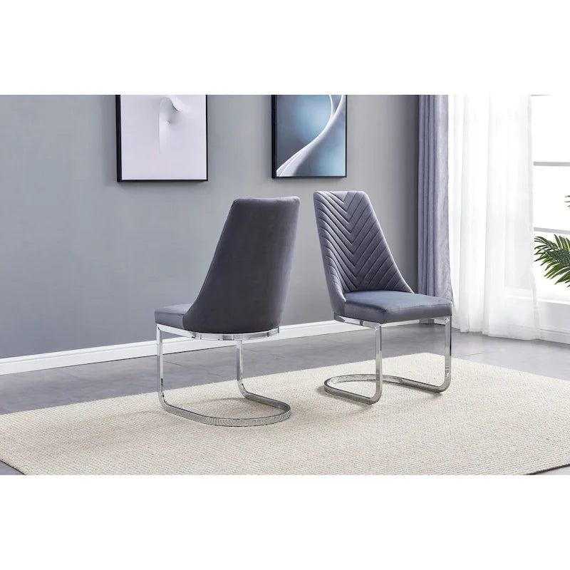 Best Quality Furniture Tufted Dining Side Chairs Chrome Base