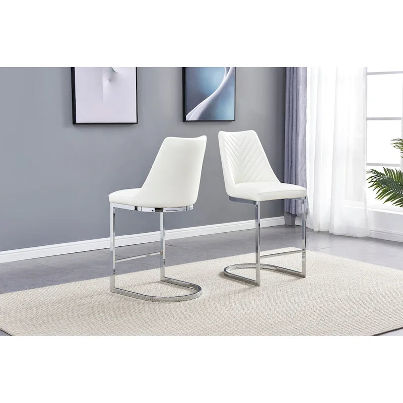 Best Quality Furniture Tufted Dining Side Chairs Chrome Base