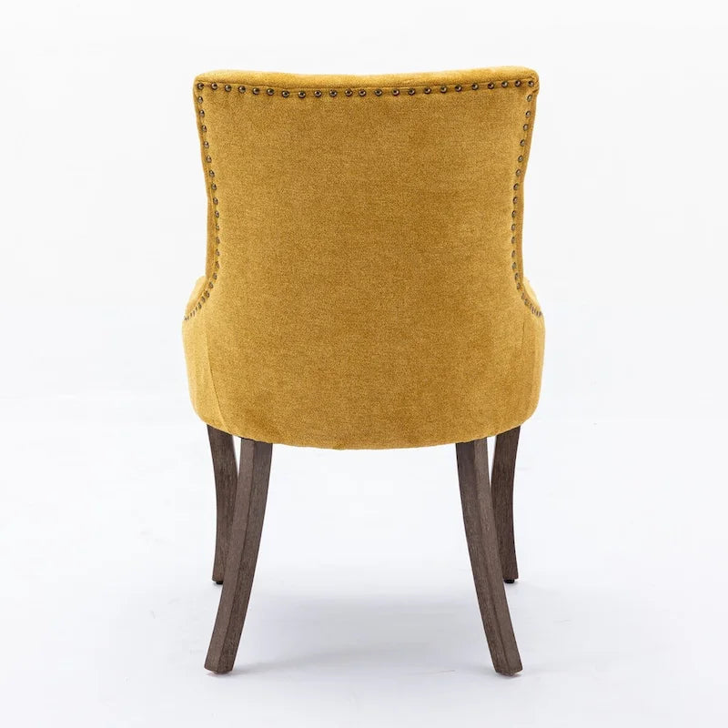 Ultra Side Dining ChairThickened fabric chairs with neutrally toned solid wood legs Bronze nail headSet of 2Blue