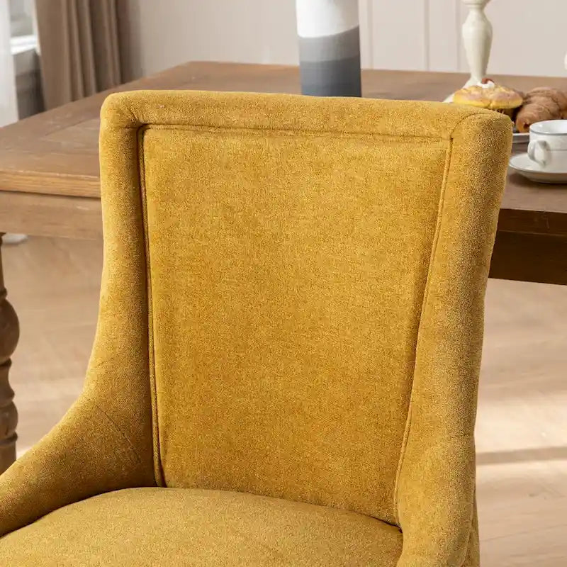Ultra Side Dining ChairThickened fabric chairs with neutrally toned solid wood legs Bronze nail headSet of 2Blue