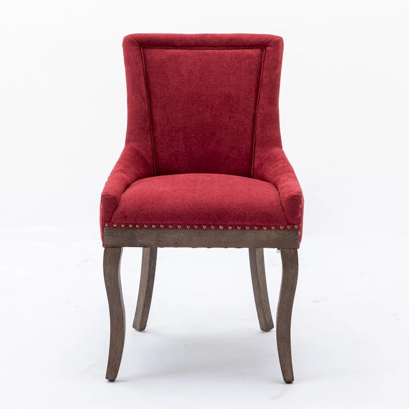 Ultra Side Dining ChairThickened fabric chairs with neutrally toned solid wood legs Bronze nail headSet of 2Blue