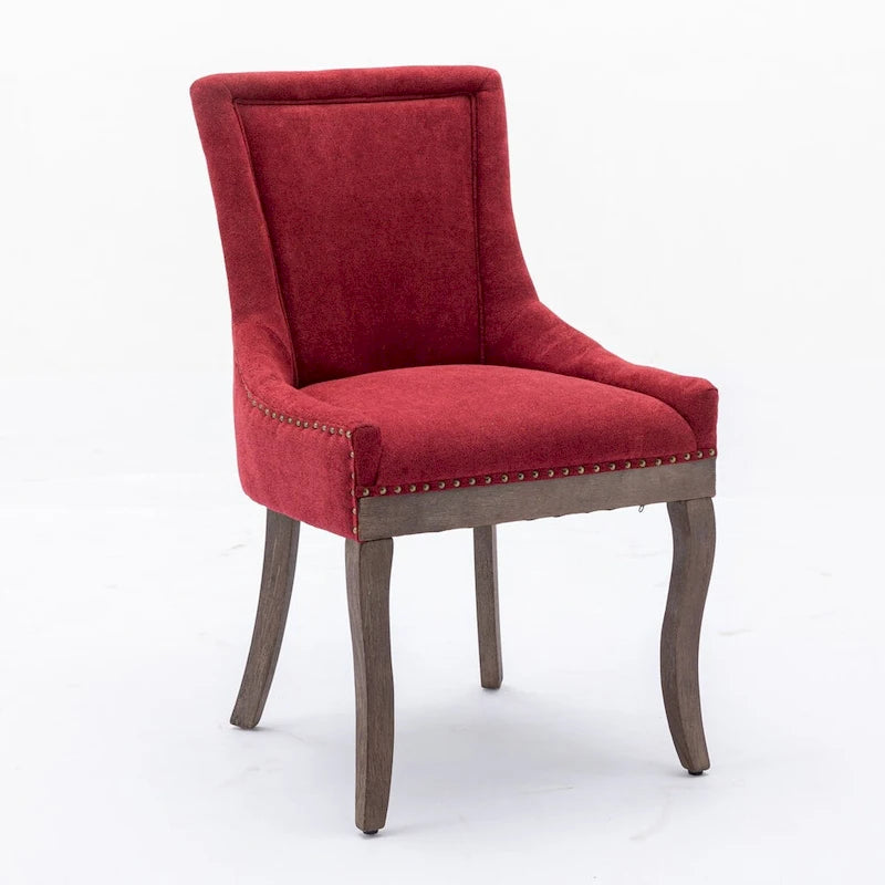 Ultra Side Dining ChairThickened fabric chairs with neutrally toned solid wood legs Bronze nail headSet of 2Blue