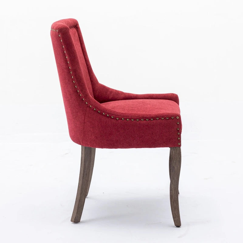 Ultra Side Dining ChairThickened fabric chairs with neutrally toned solid wood legs Bronze nail headSet of 2Blue