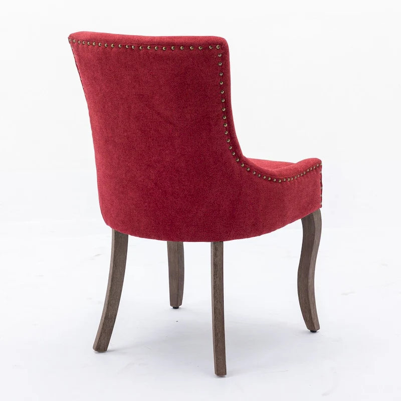 Ultra Side Dining ChairThickened fabric chairs with neutrally toned solid wood legs Bronze nail headSet of 2Blue