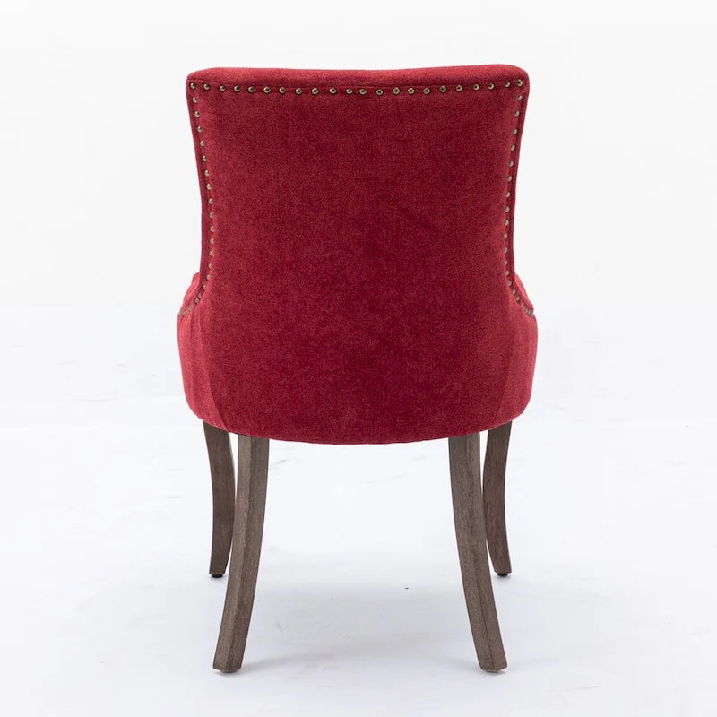 Ultra Side Dining ChairThickened fabric chairs with neutrally toned solid wood legs Bronze nail headSet of 2Blue