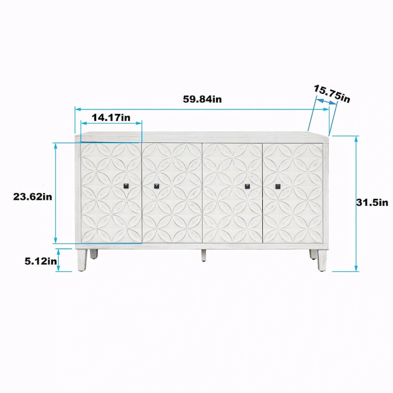 Accent Cabinet 4 Door Wooden Cabinet Sideboard Buffet