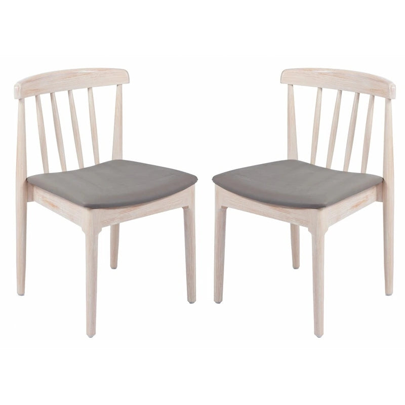 Commercial Solid Wood Dining Chair with Vinyl Padded Seat - Set of 2
