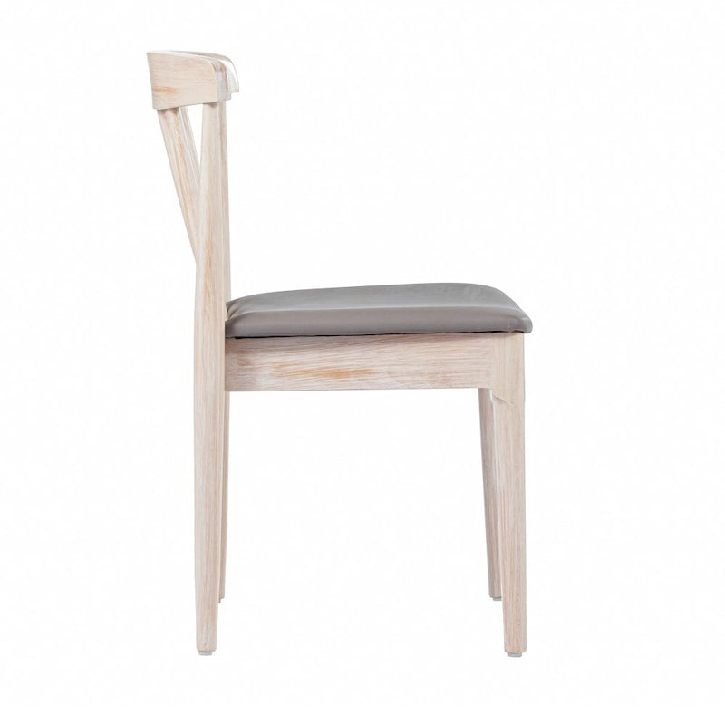 Commercial Solid Wood Dining Chair with Vinyl Padded Seat - Set of 2